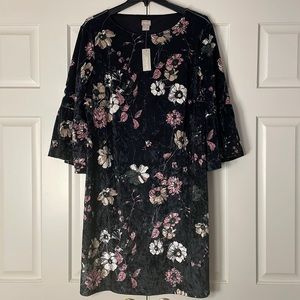 NWT Chico’s Velvet Floral Shift Dress Size 3